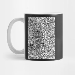 Tropical Parrot - black and white Mug